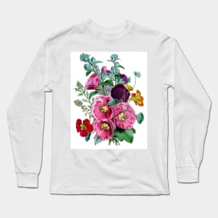 Hollyhocks-Available As Art Prints-Mugs,Cases,Duvets,T Shirts,Stickers,etc Long Sleeve T-Shirt